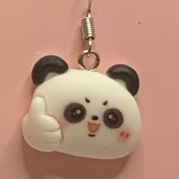 Panda Earring, Panda Bear Jewelry, Gift, Panda Jewelry, Silly Animal Earring - Picture 4 of 9